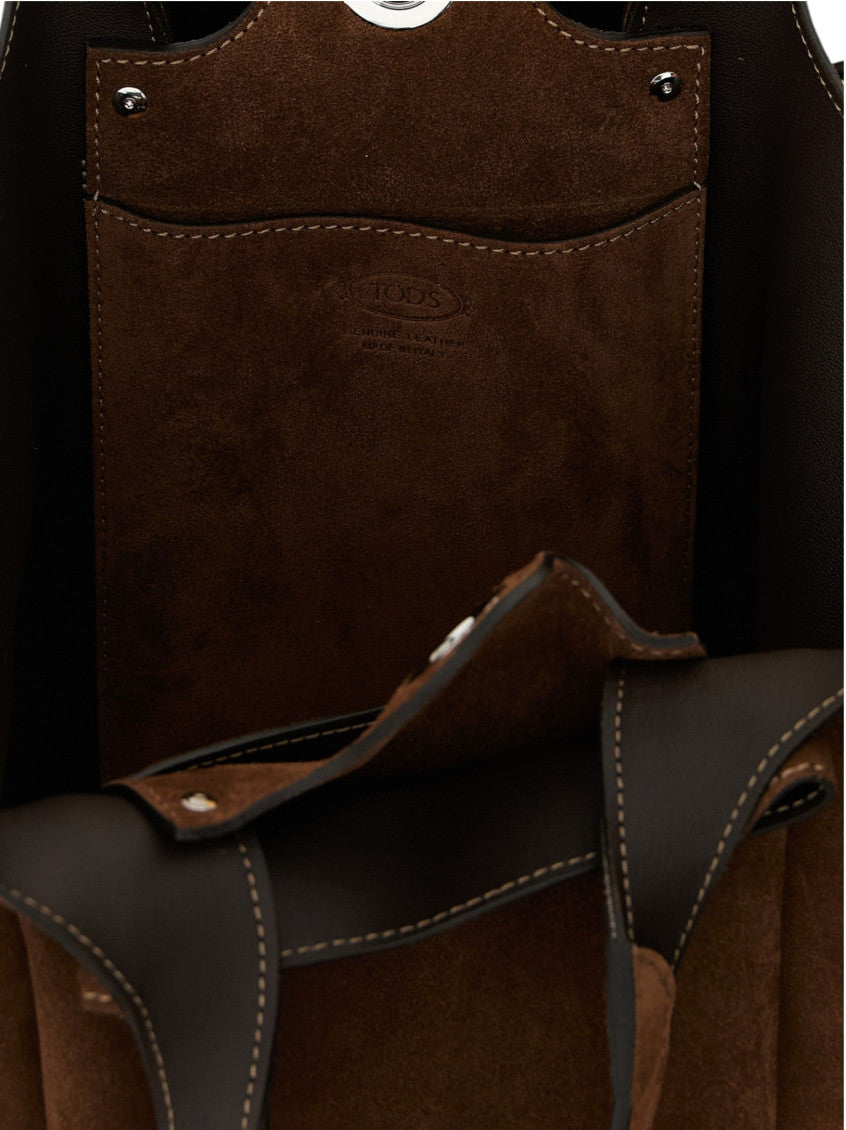 Brown Suede Small Bucket Bag 4
