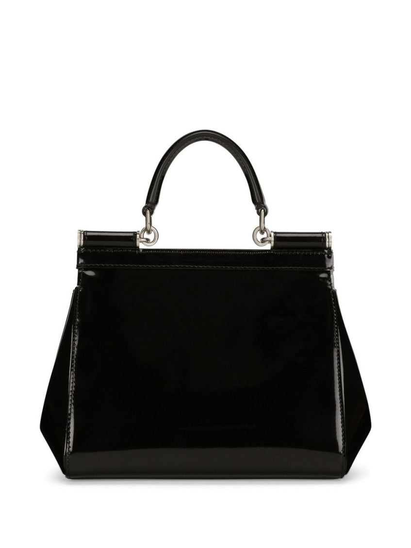 Black Sicily medium shiny leather handbag 3