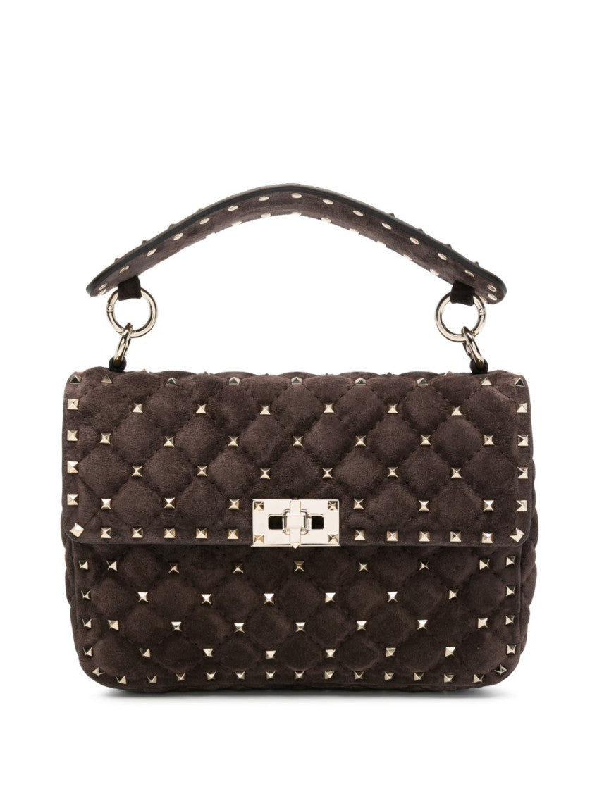 Brown Rockstud Spike Medium Shoulder Bag 1