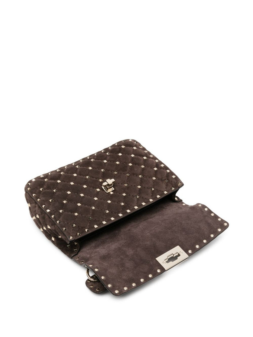 Brown Rockstud Spike Medium Shoulder Bag 3