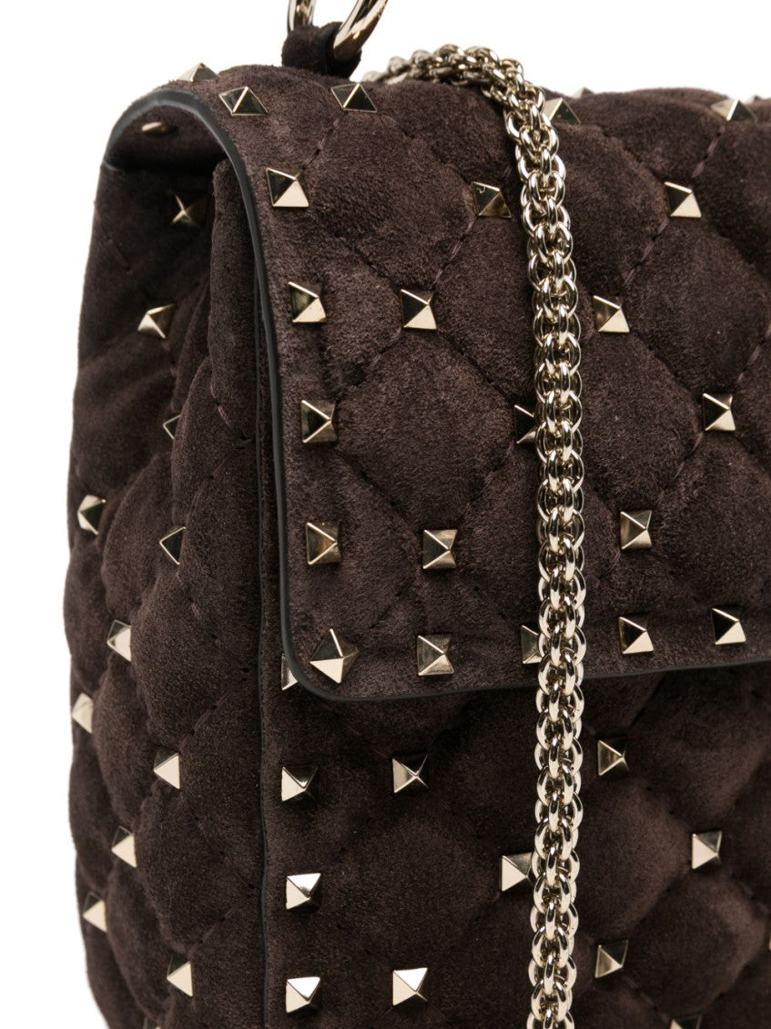 Brown Rockstud Spike Medium Shoulder Bag 4