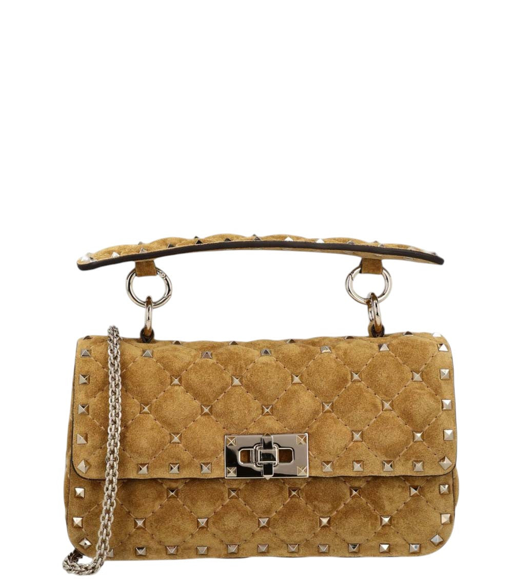 Beige Rockstud Spike Small Shoulder Bag 1