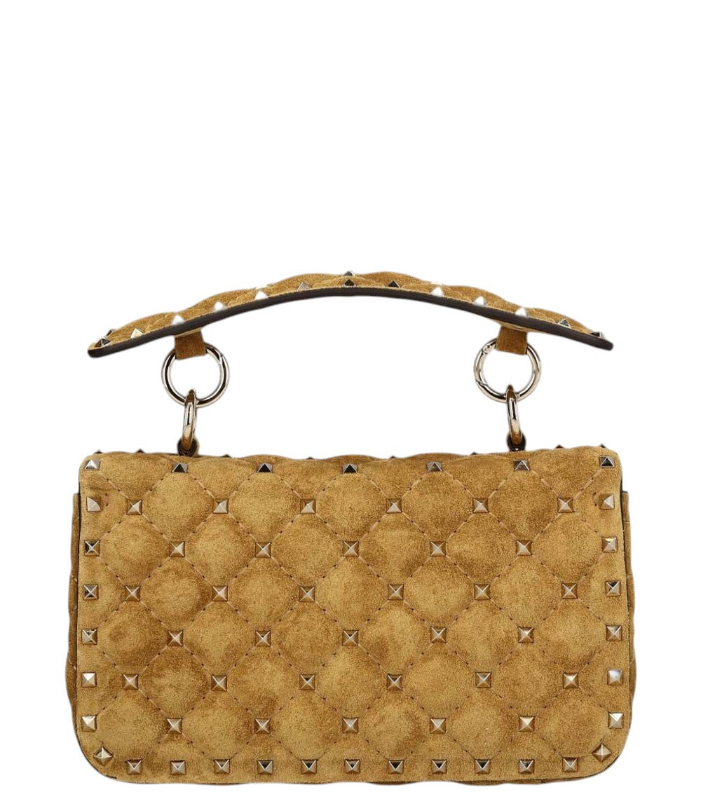 Beige Rockstud Spike Small Shoulder Bag 3