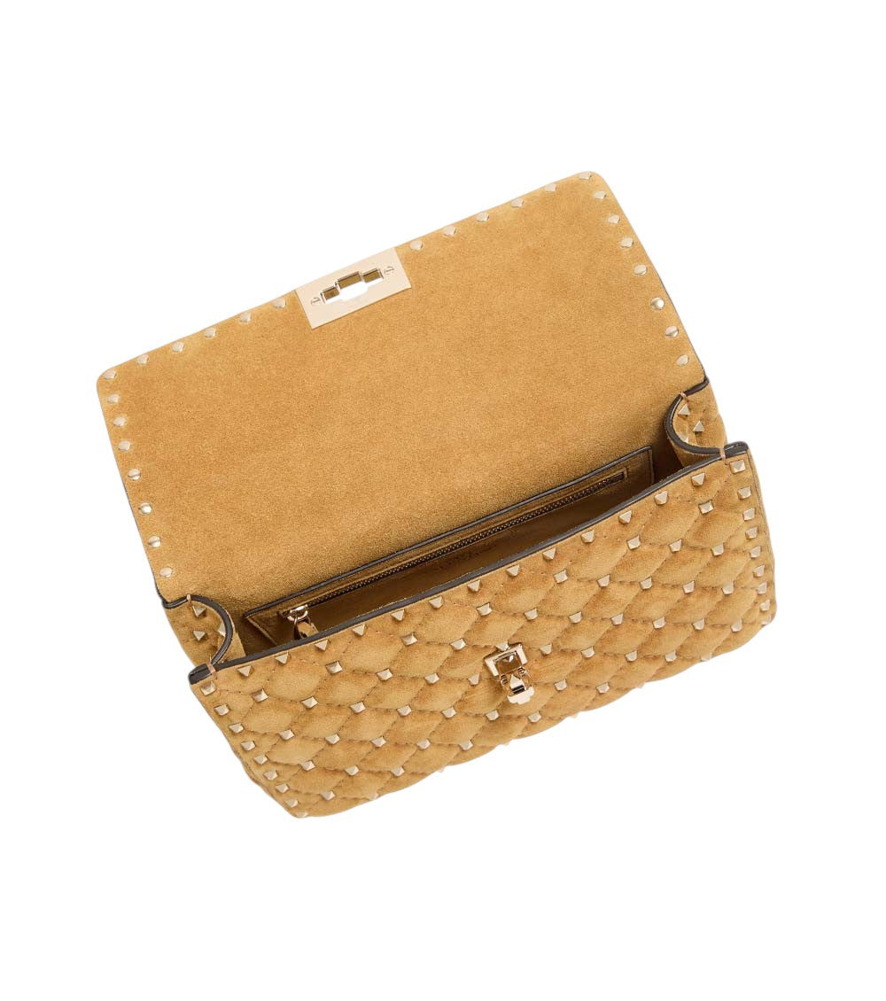 Beige Rockstud Spike Small Shoulder Bag 5