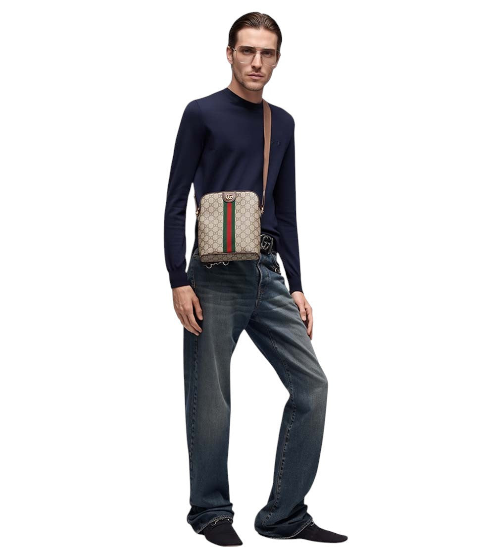 Beige Ophidia Small Crossbody Bag 4