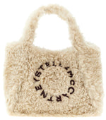 Beige Shearling Logo Large Tote 1