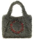 Grey Shearling Logo Large Tote 1