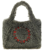 Grey Shearling Logo Large Tote 1