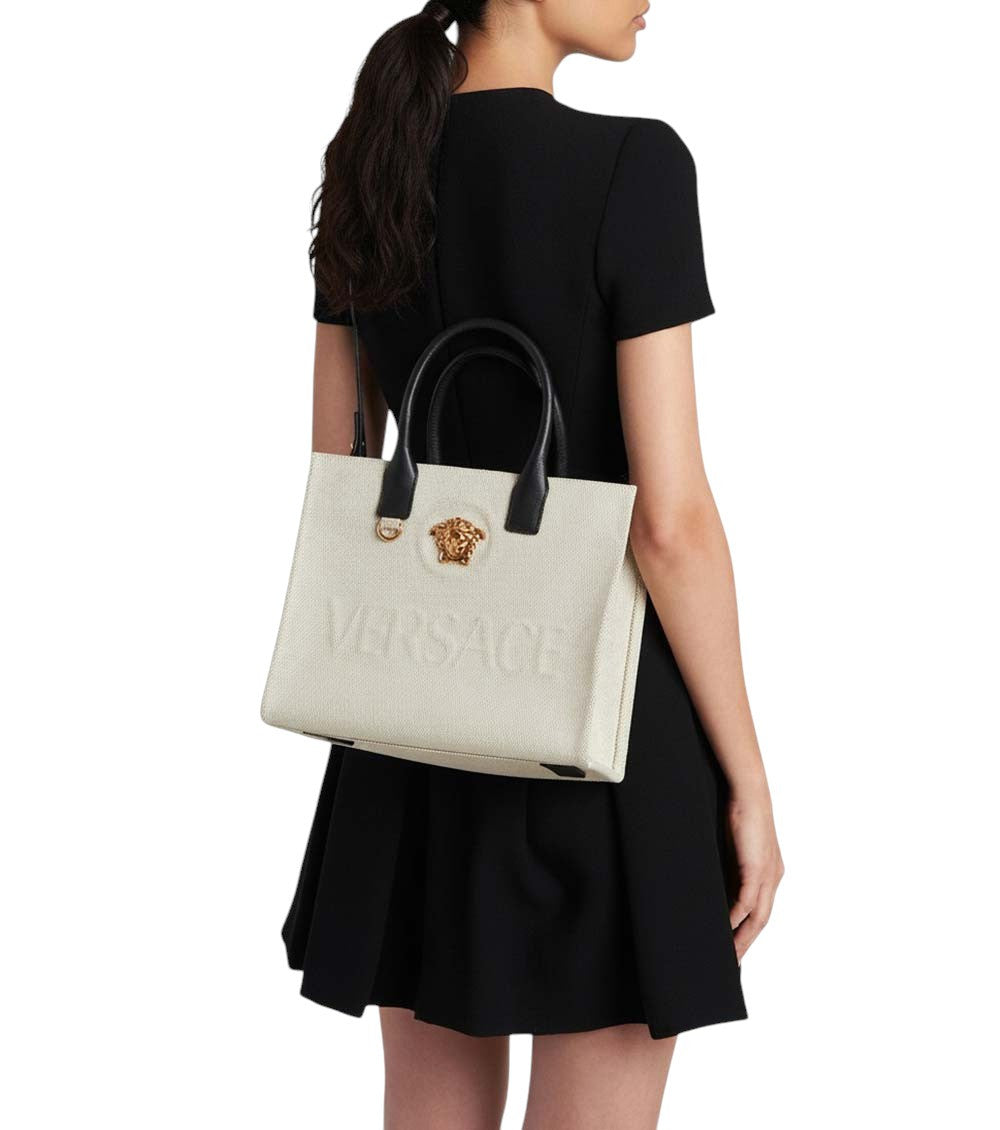 Beige La Medusa Mini Tote 5