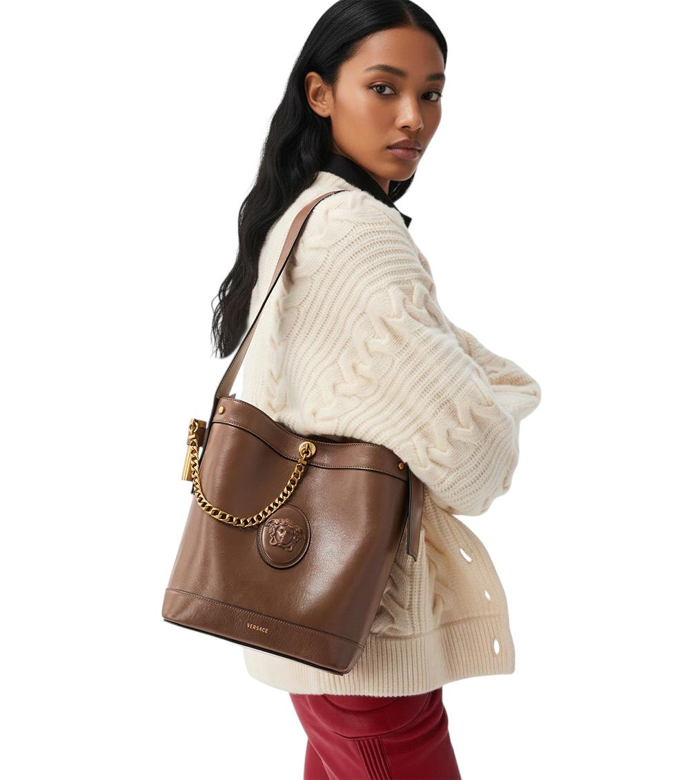 Brown Logo Small Bucket Bag 4