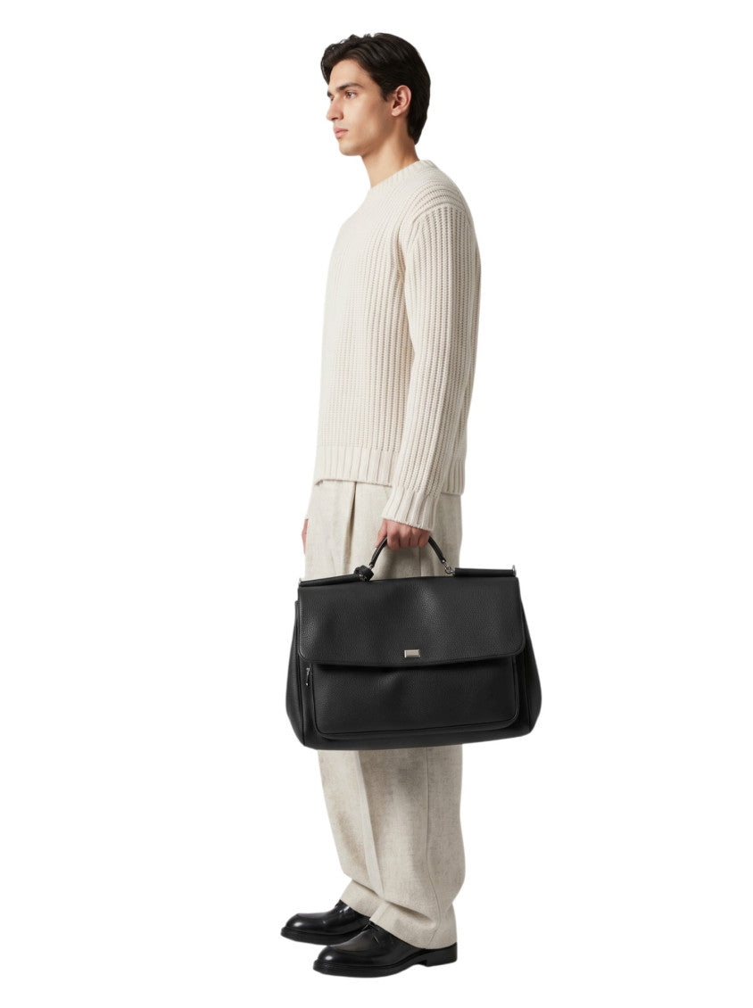 Black Sicily Large Briefcase Bag 6