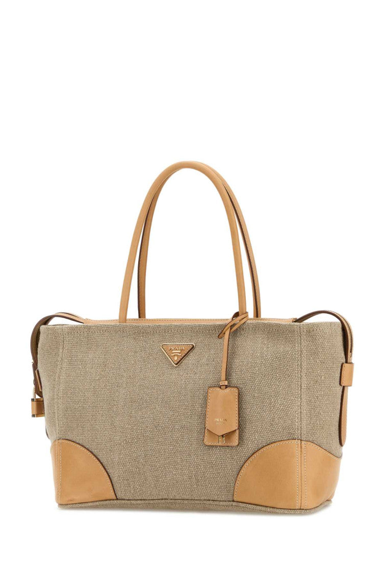 Rope/Natural Logo Top Zip Large Tote 2