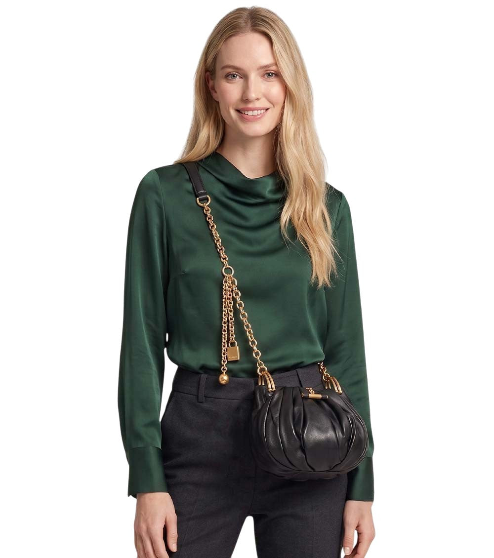 Black Plisse Medium Shoulder Bag 5