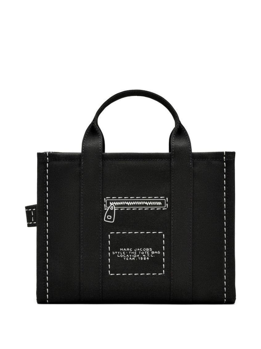 Black Trompe Loeil Top Zip Medium Tote 5