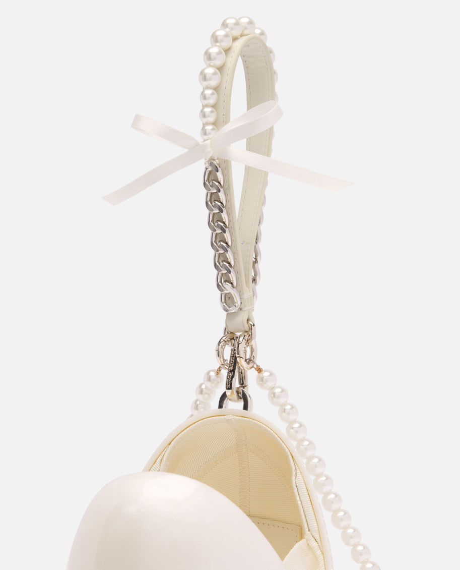 White Embellished Hare Pearl Egg Bag 3