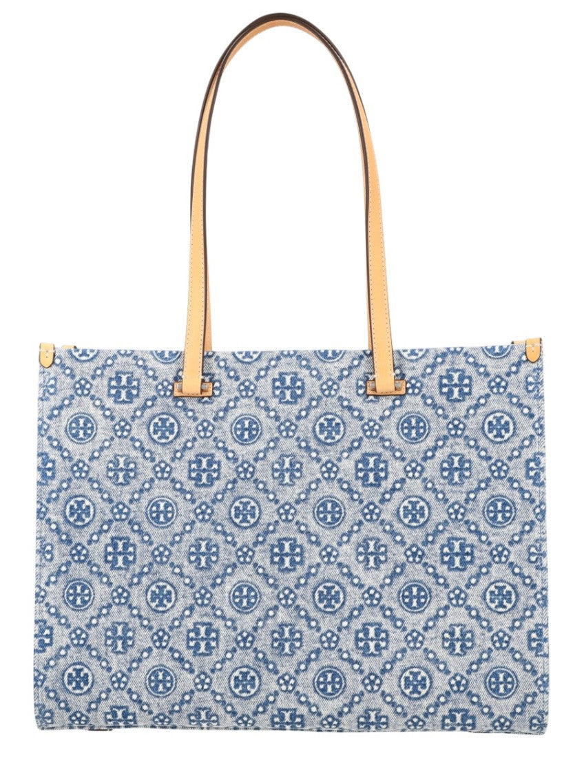 Blue T Monogram Large Tote 2