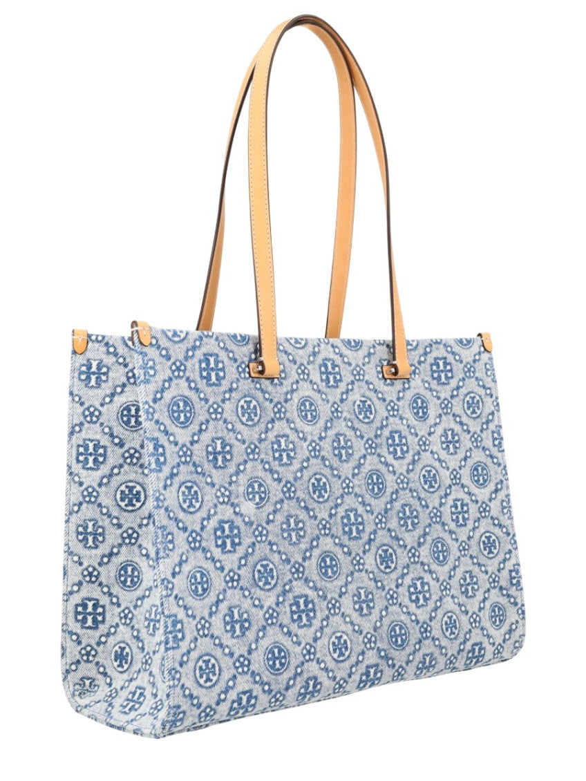 Blue T Monogram Large Tote 3