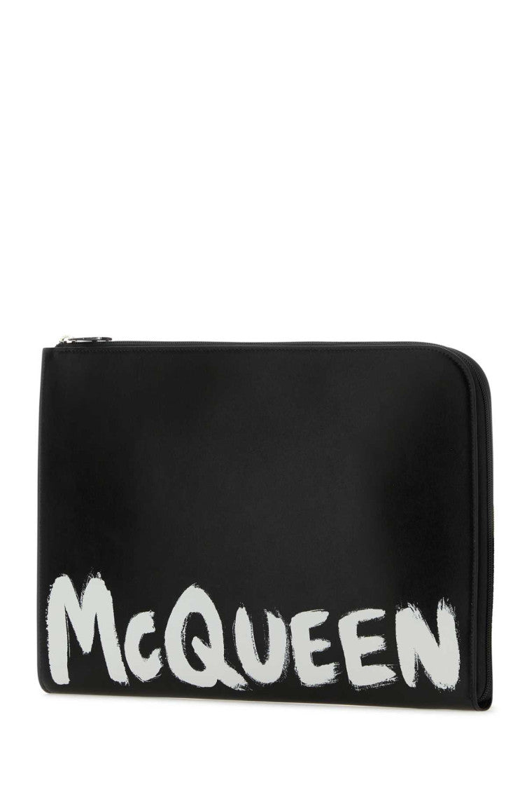 Black Graffiti logo-print clutch 2