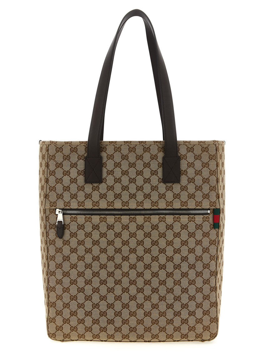 Beige Gg Top Zip Large Tote 1