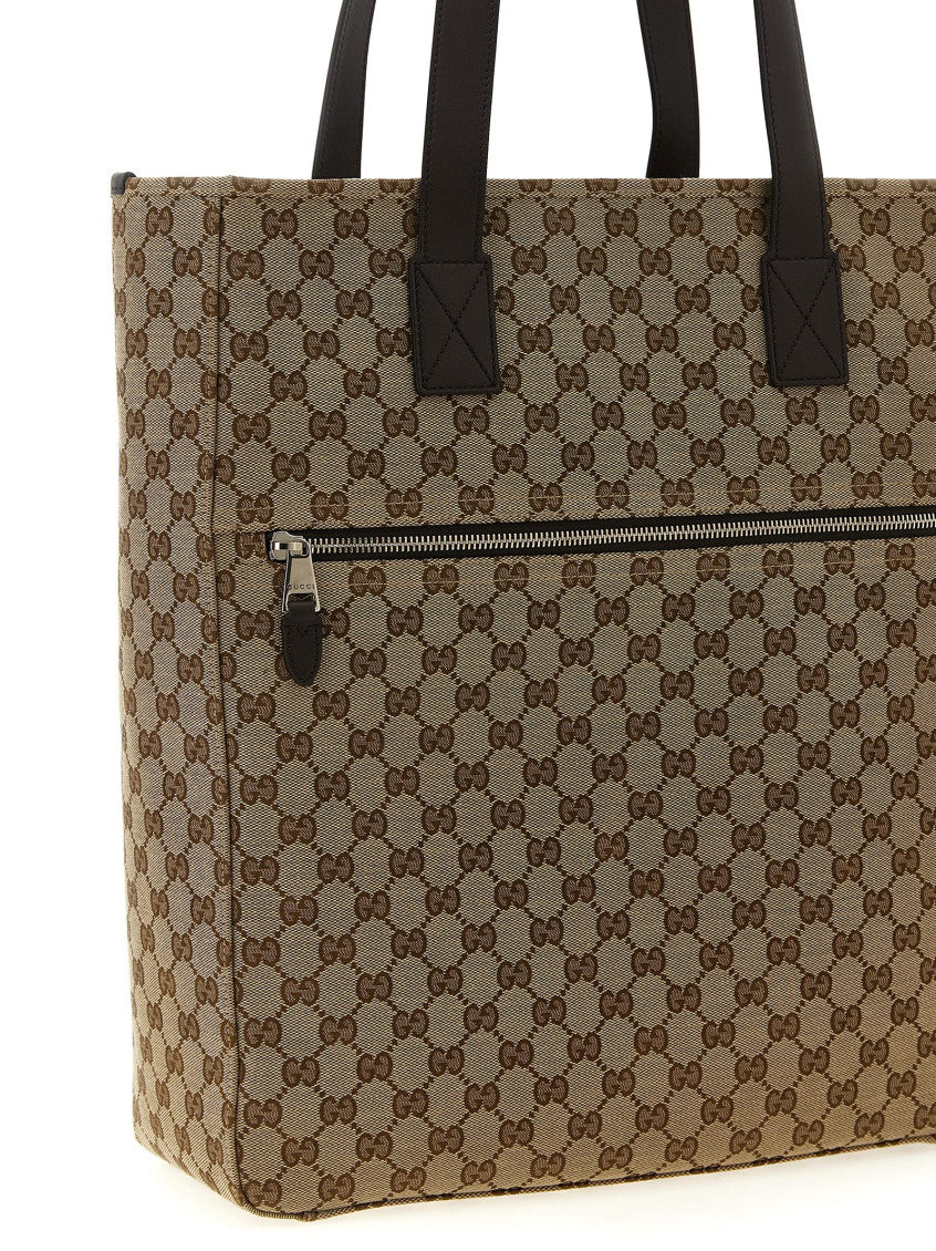Beige Gg Top Zip Large Tote 3