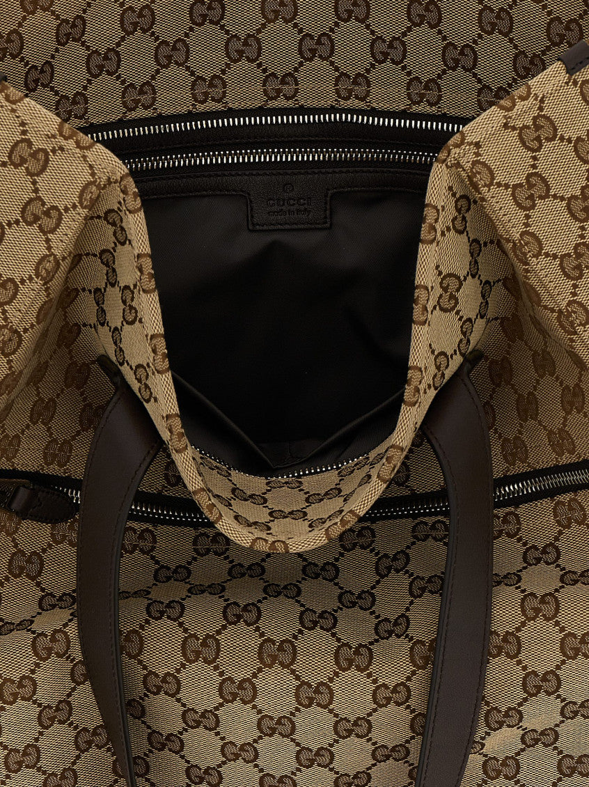 Beige Gg Top Zip Large Tote 4