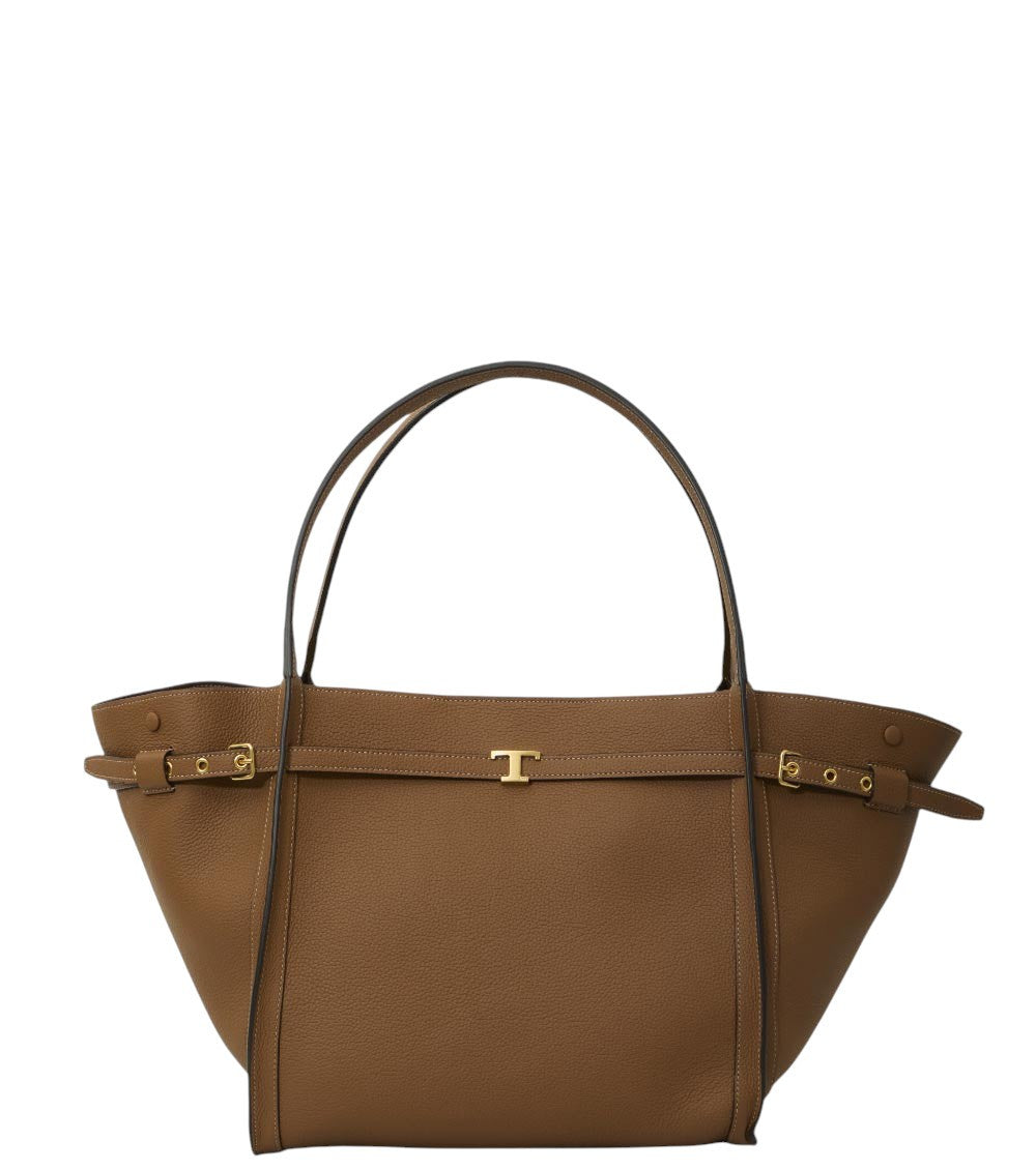 Brown T Signature Medium Tote 1