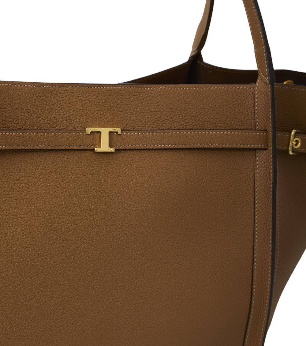 Brown T Signature Medium Tote 4