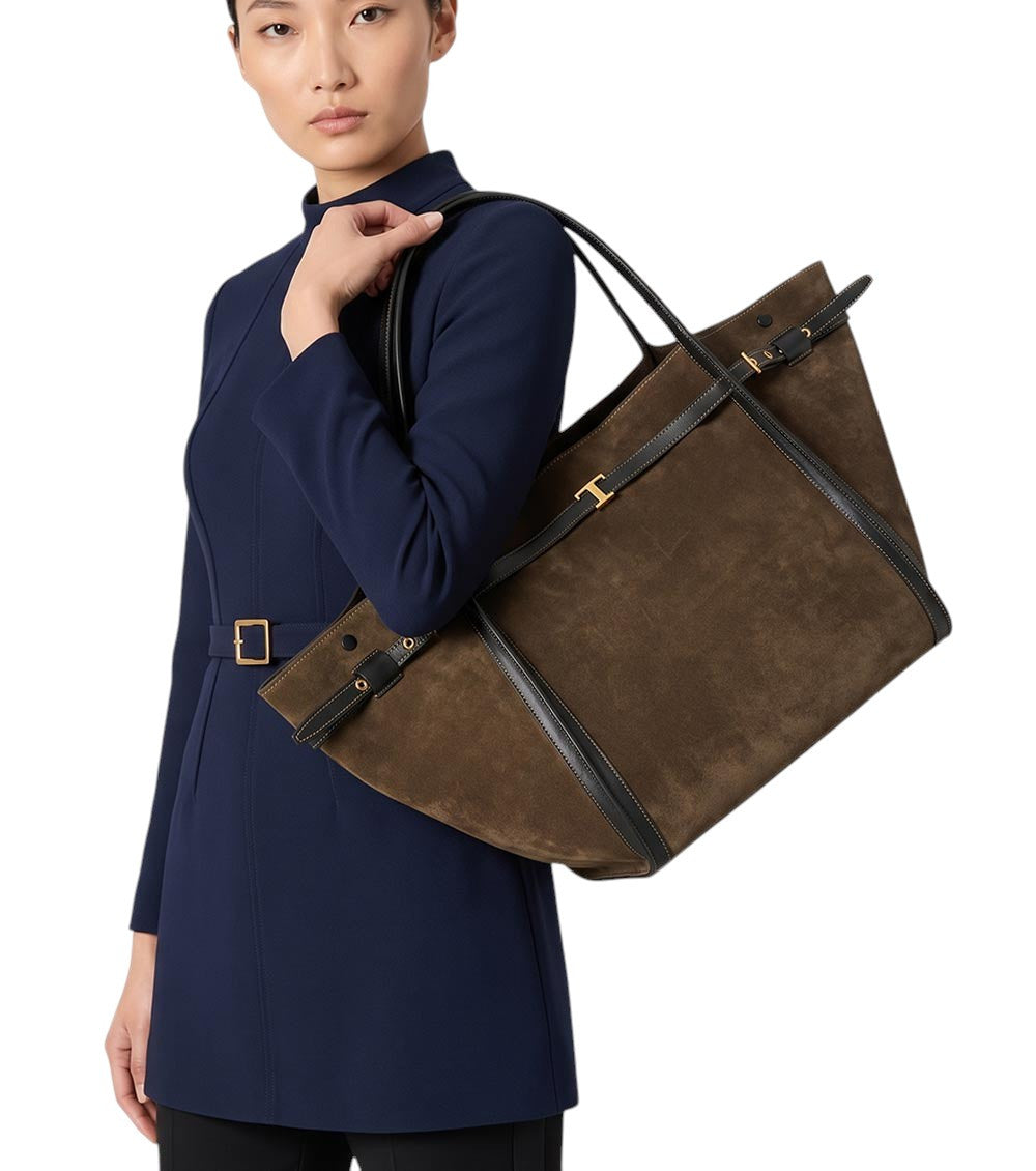 Brown T Signature Medium Tote 6