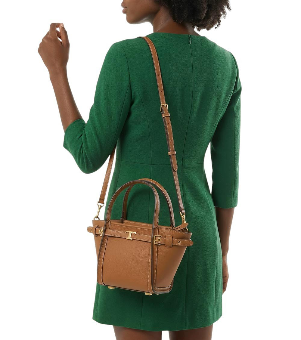 Brown T Signature Mini Tote 6