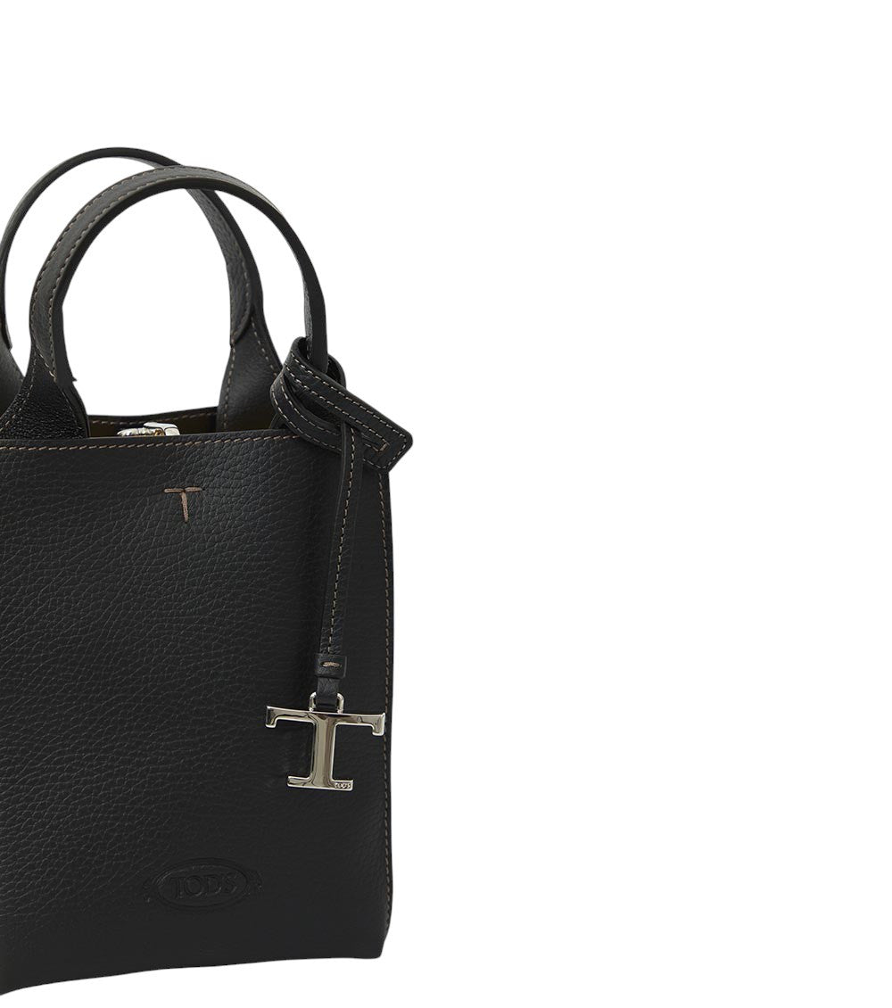 Black Textured Mini Crossbody Bag 4