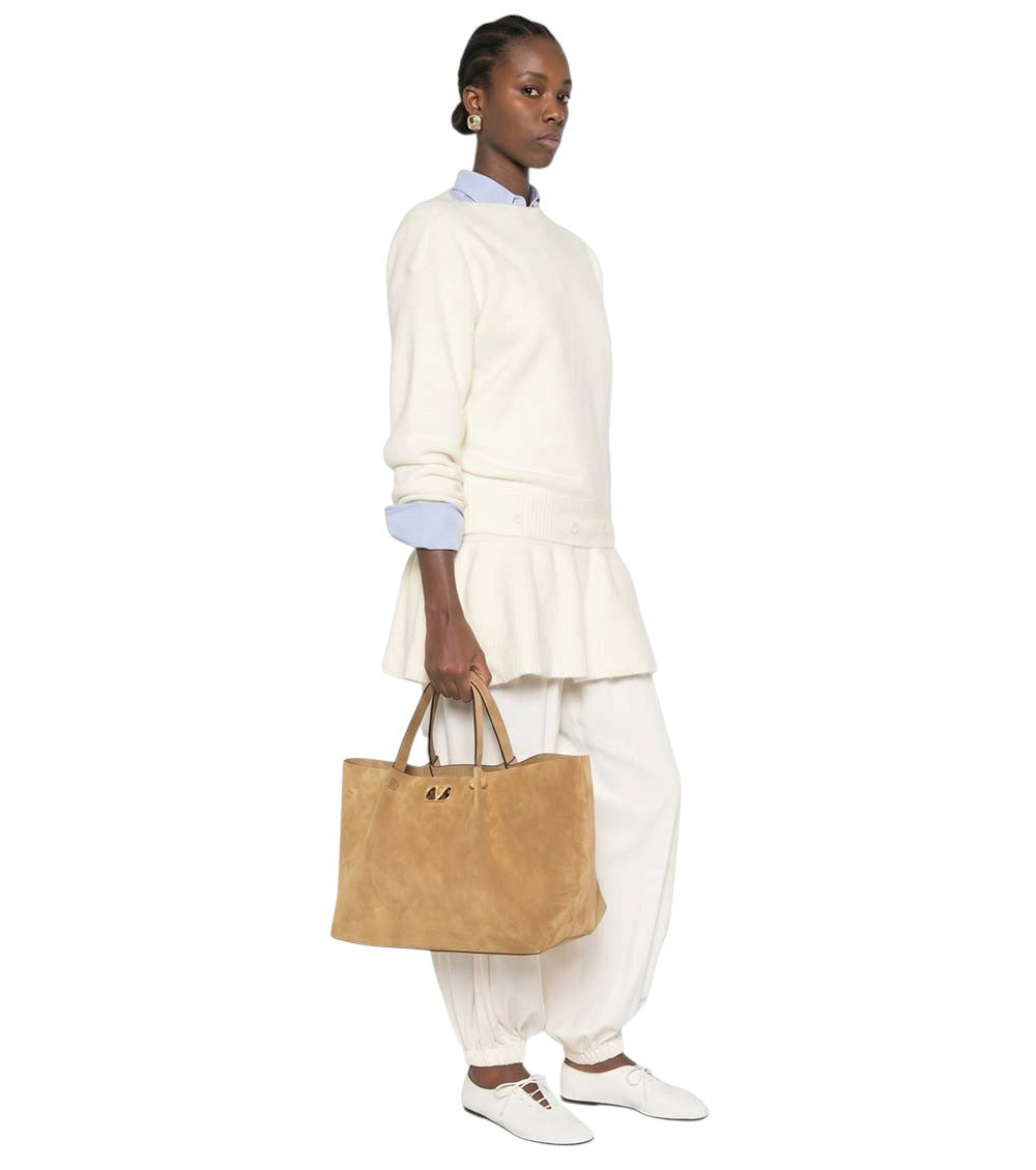 Brown Suede Large Tote 5