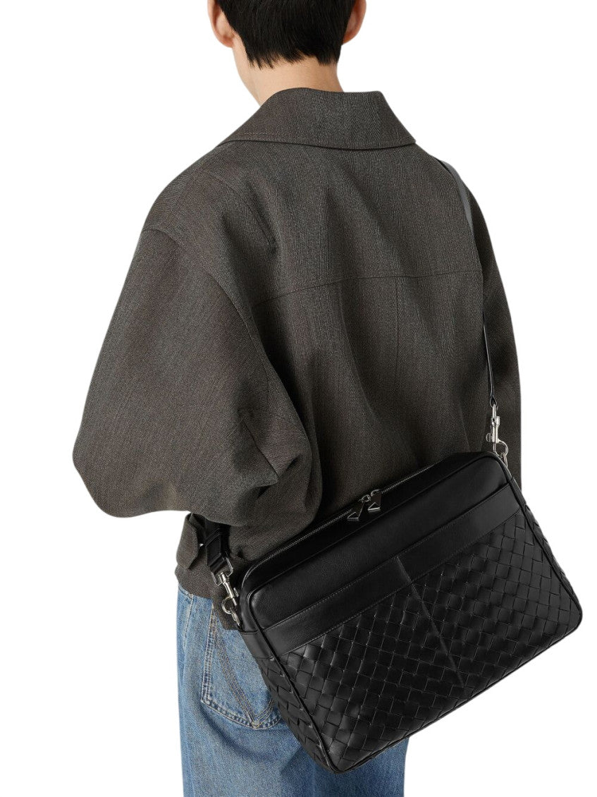 Black Intrecciato Large Crossbody Bag 5