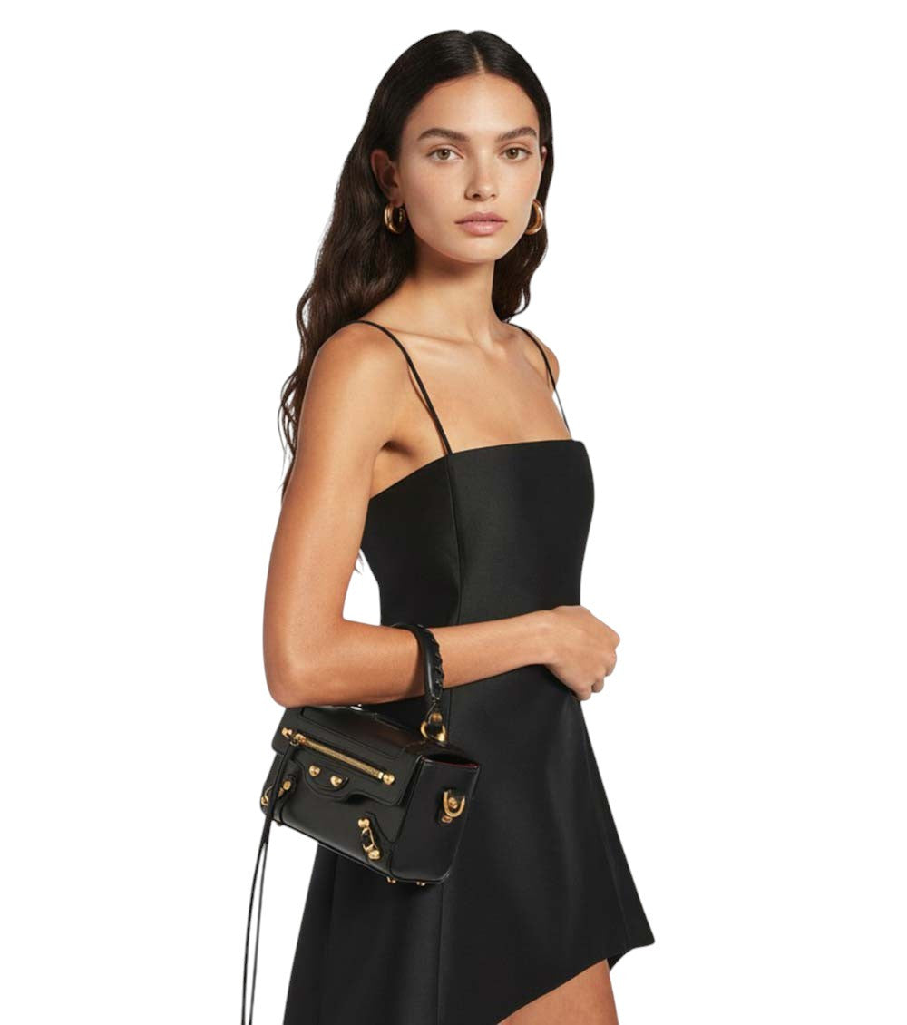 Black Le City Sleek Box Mini Satchel 6
