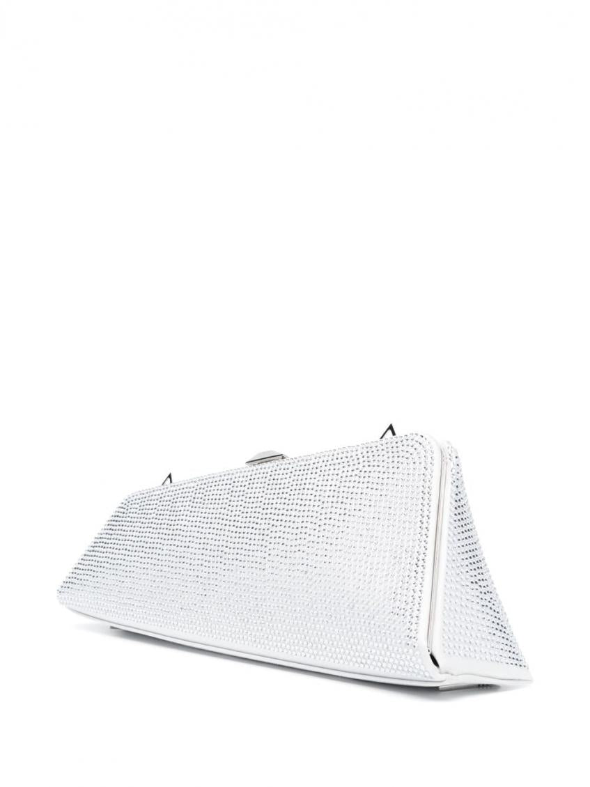 Silver Long Night Satin Clutch 3