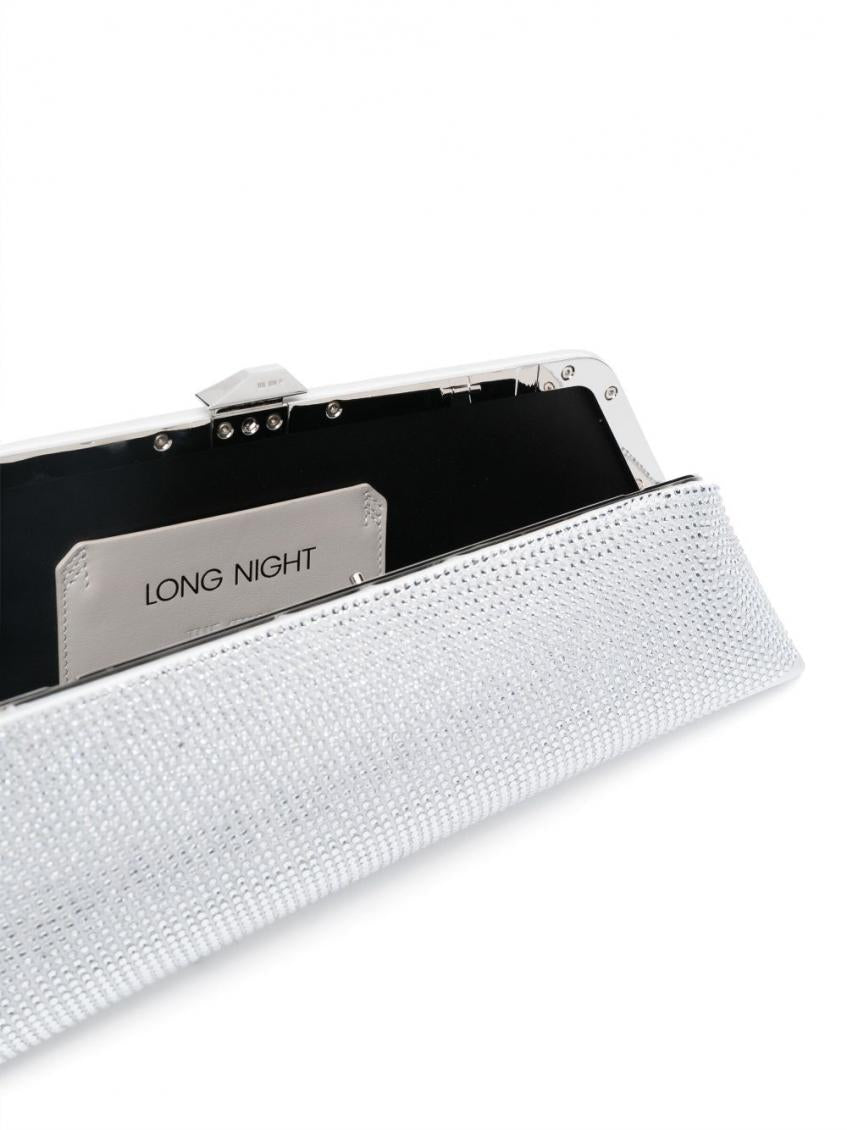 Silver Long Night Satin Clutch 4