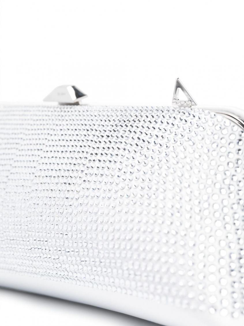 Silver Long Night Satin Clutch 5