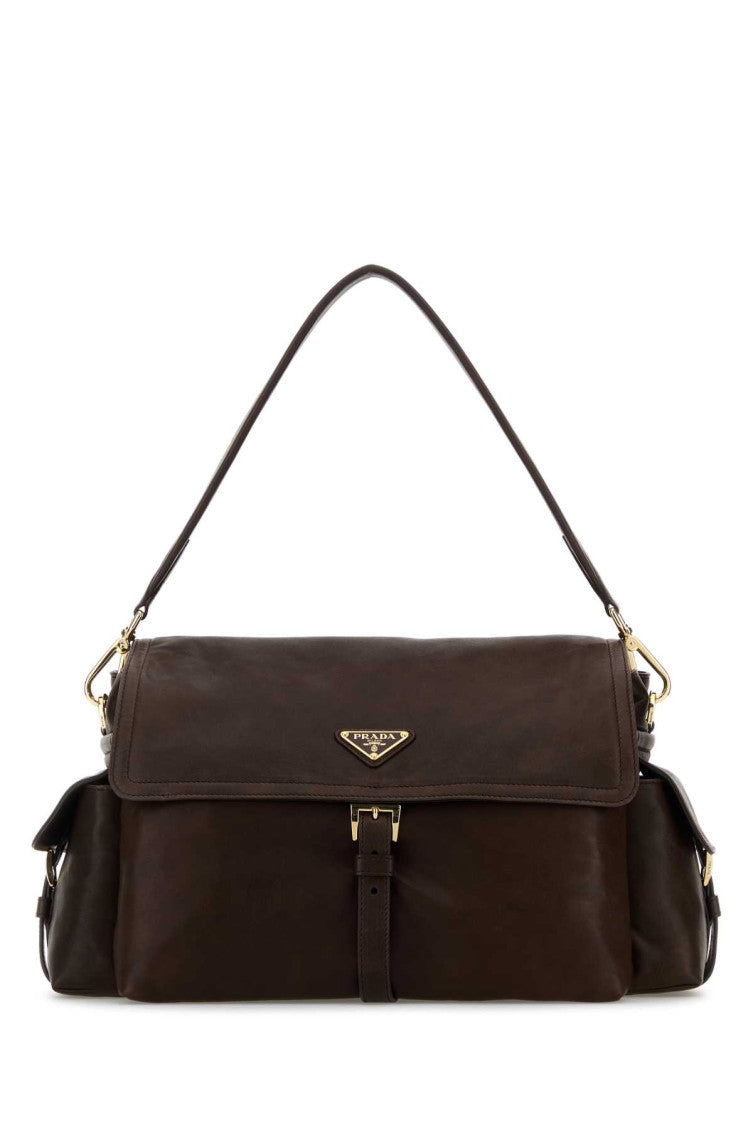 Dark Brown Logo Shoulder Bag 1