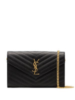 Black Cassandre leather wallet on chain 1