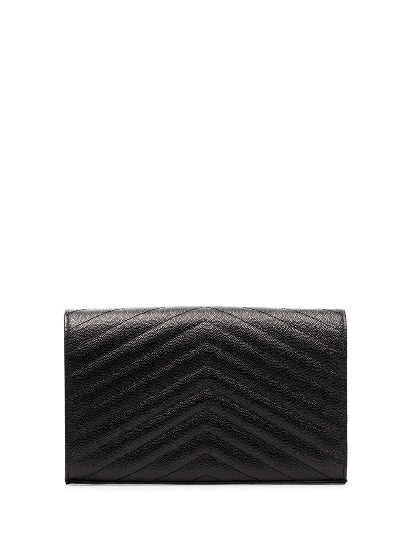 Black Cassandre leather wallet on chain 2