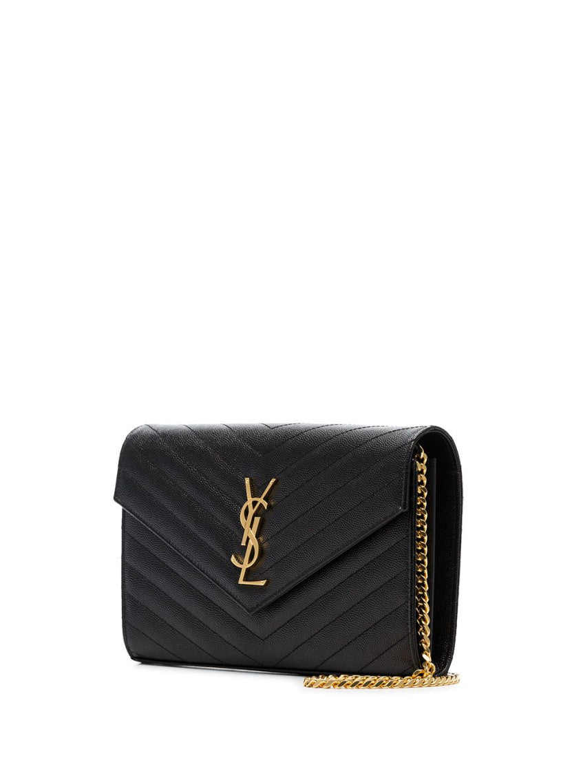 Black Cassandre leather wallet on chain 3