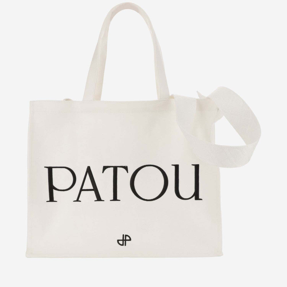 Beige LARGE COTTON CANVAS TOTE BAG 2