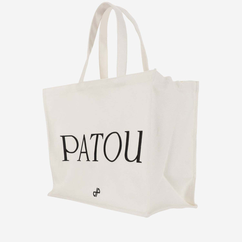 Beige LARGE COTTON CANVAS TOTE BAG 3