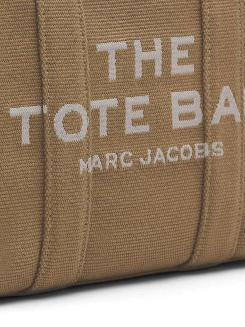 Brown Jacquard Top Zip Small Tote 6