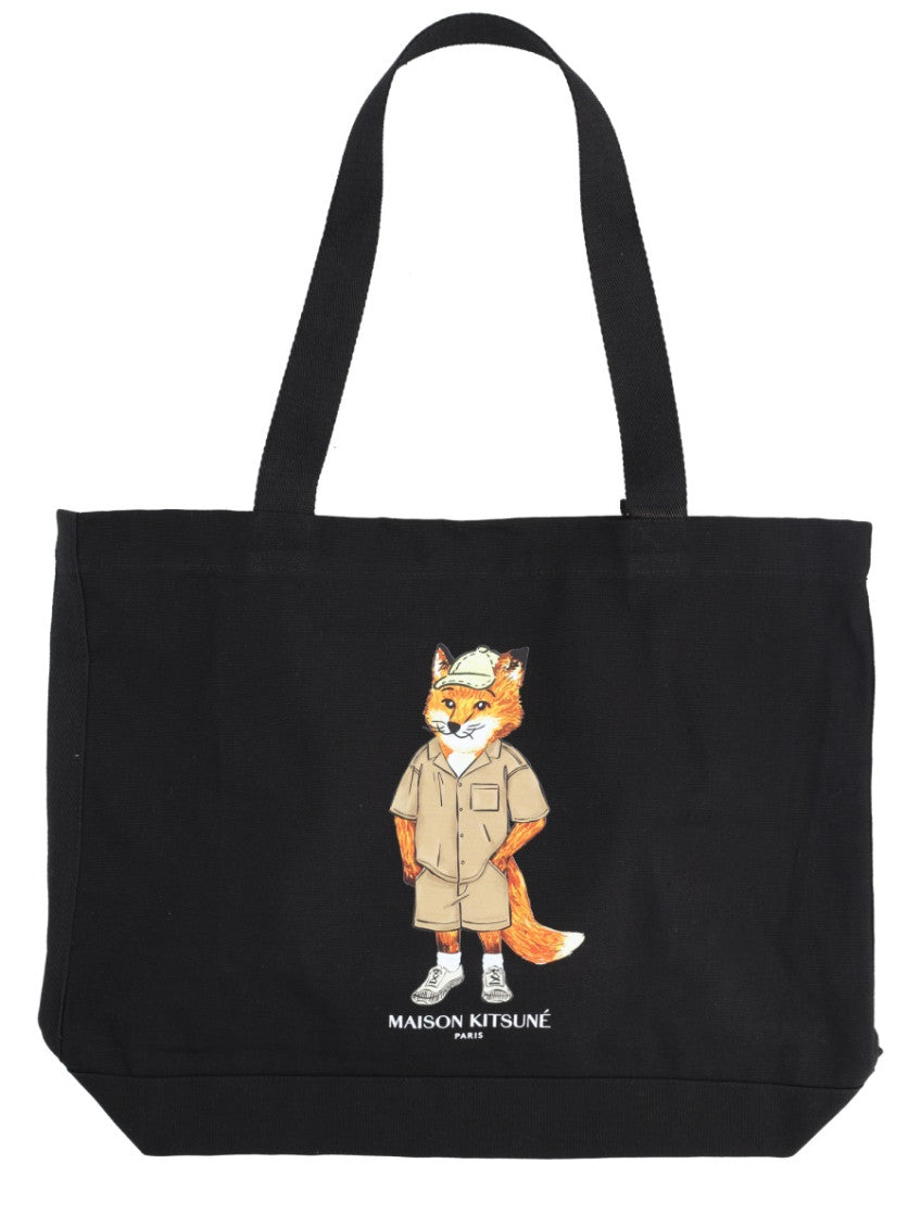 Black Dressed Fox Large Tote 1