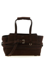 Dark Brown Tie Me Top Zip Large Tote 1