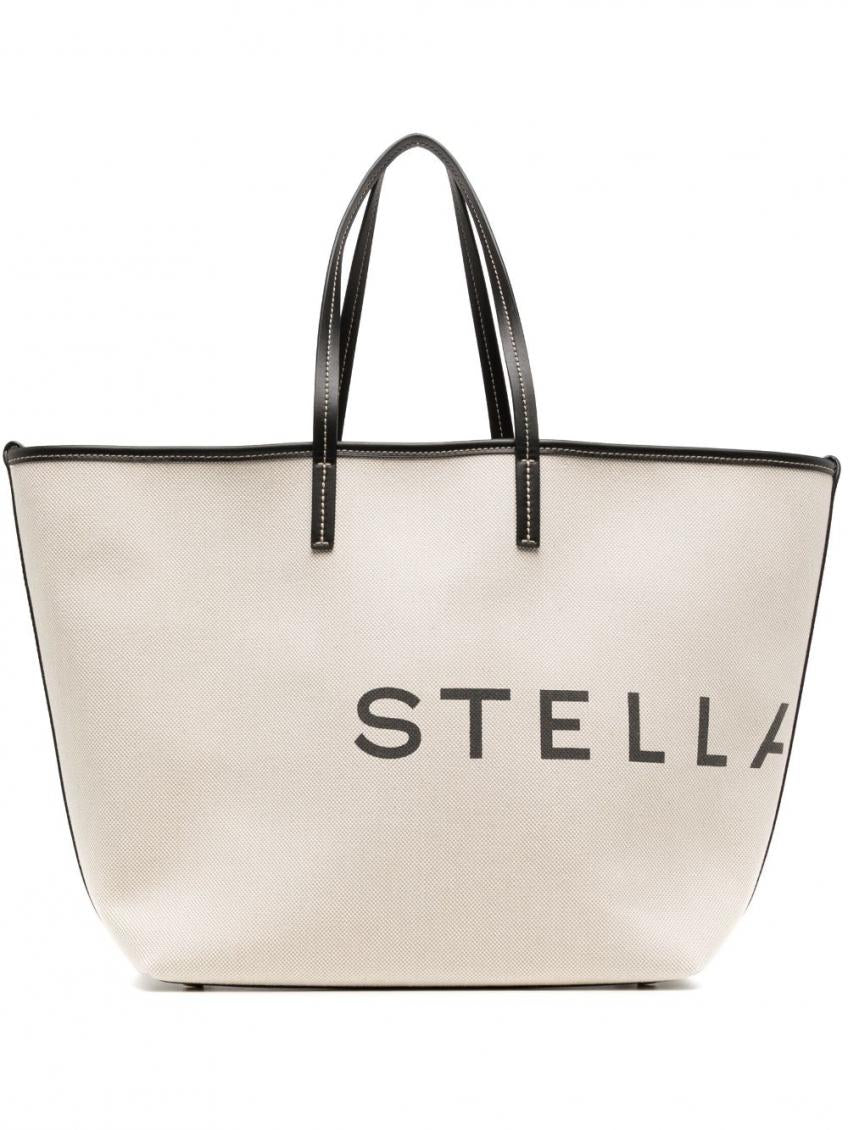 Beige Logo Canvas Tote Bag 2