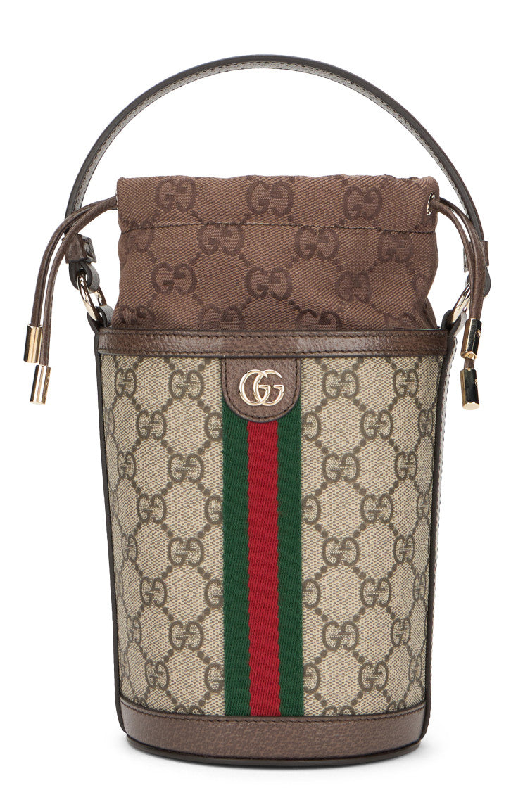 Beige Ophidia Mini Bucket Bag 1