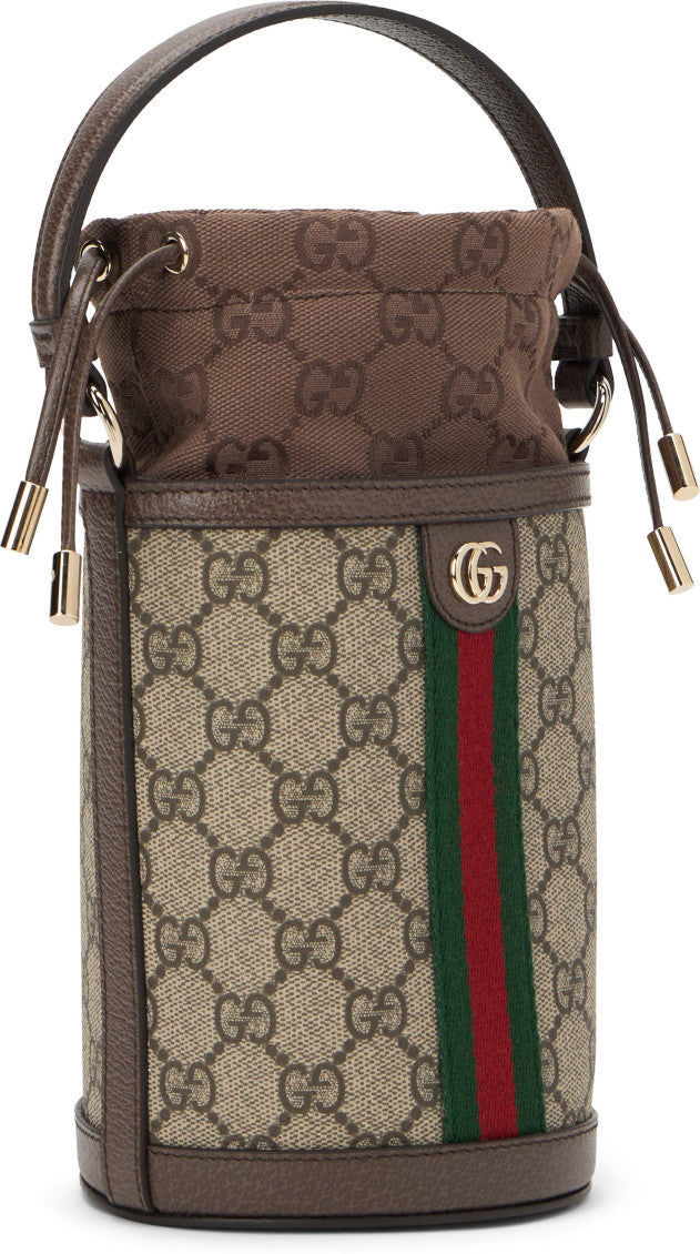 Beige Ophidia Mini Bucket Bag 3