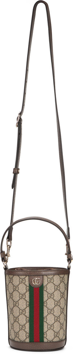 Beige Ophidia Mini Bucket Bag 5