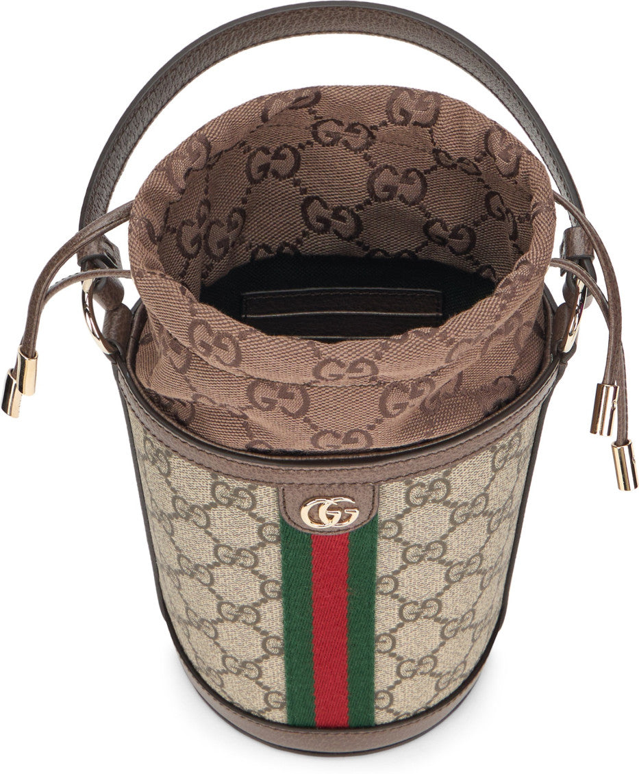 Beige Ophidia Mini Bucket Bag 6